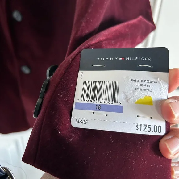 Tommy Hilfiger Rich Maroon Velvet Blazer - Picture 3 of 3